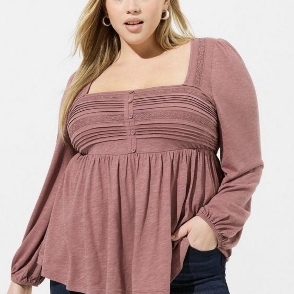 Torrid Mauve Long Sleeve Blouse